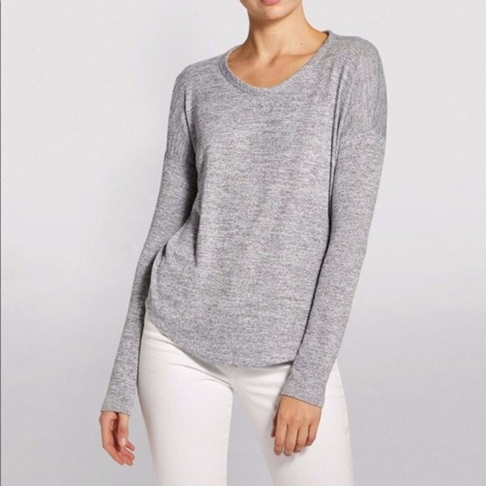 Rag & Bone Knit Top Size Small Heather Gray Ribbed Long Sleeves Stretch Soft